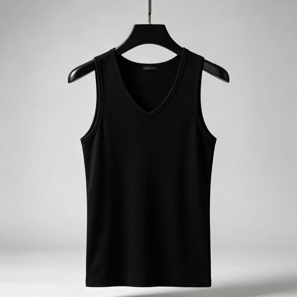 Women’s Black V-Neck Tank Top - Sleek Sleeveless Staple